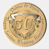 50e Jubileum voor weddenschappen Golden Medallion  Ronde Sticker (Voorkant)