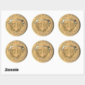 50e Jubileum voor weddenschappen Golden Medallion  Ronde Sticker (Vel)