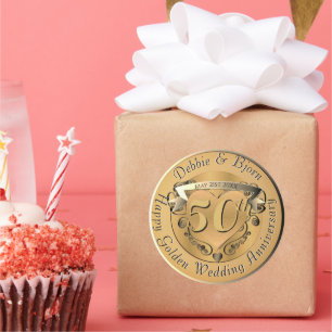 50e Jubileum voor weddenschappen Golden Medallion  Ronde Sticker