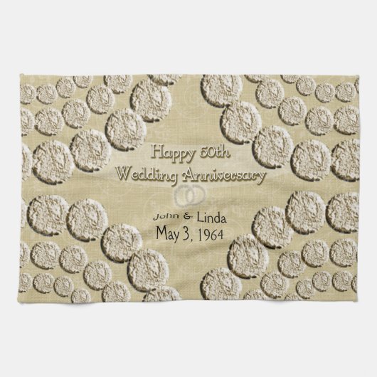 50e Jubileum voor weddenschappen keukenhanddoek (Horizontaal)