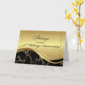 50e Jubileum voor weddenschappen Religieuze Zwart  Kaart (Gele Bloem)