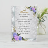 50e Jubileum vow vernieuwing blue & lavender rozen Kaart (Staand voorkant)