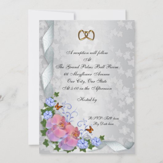 50e Jubileum vow versing elegant florchid Kaart (Achterkant)