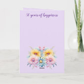 50e Jubileum vrouw Gerbera floral paarse Kaart (Achterkant)