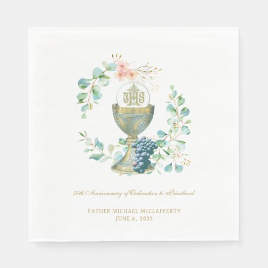 50e Jubileum Waterverf Chalice Napkins Servet (Voorkant)