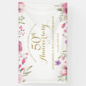 50e Jubileum Waterverf Rozen Welkom Spandoek (Verticaal)