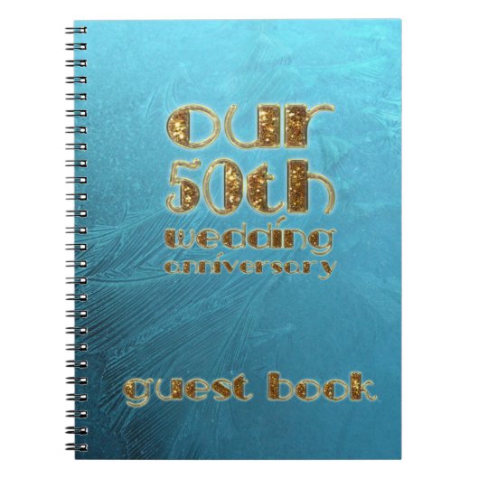50e Jubileum-weddenschap Gastboek bevroren Blauw Notitieboek (Voorkant)
