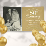 50e Jubileum Wedding Foto Golden Welcome Spandoek<br><div class="desc">Pas je favoriete trouwfoto aan met je speciale gouden trouwdag-evenement van 50 jaar...  welkome informatie in chic white typografie op een gouden achtergrond. Ontworpen door: Thisnotme©</div>
