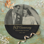 50e Jubileum Wedding Gold Black Foto Papieren Bordje<br><div class="desc">Pas je favoriete trouwfoto aan met speciale details van 50 jaar gouden bruiloft op een zwarte achtergrond. Ontworpen door: Thisnotme©</div>