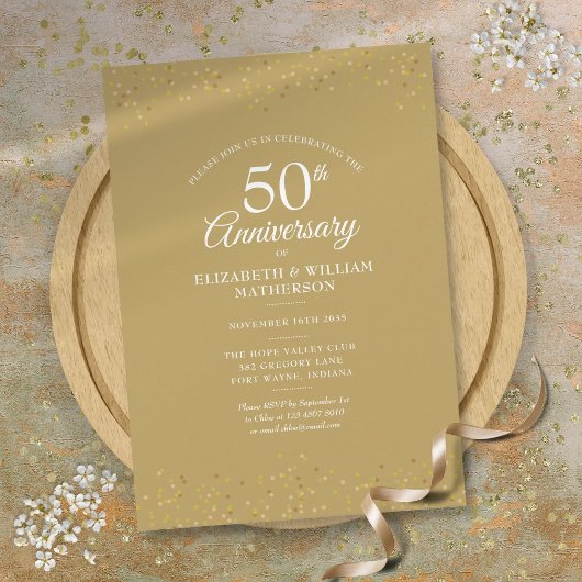 50e Jubileum Wedding Gold Dust Confetti Kaart