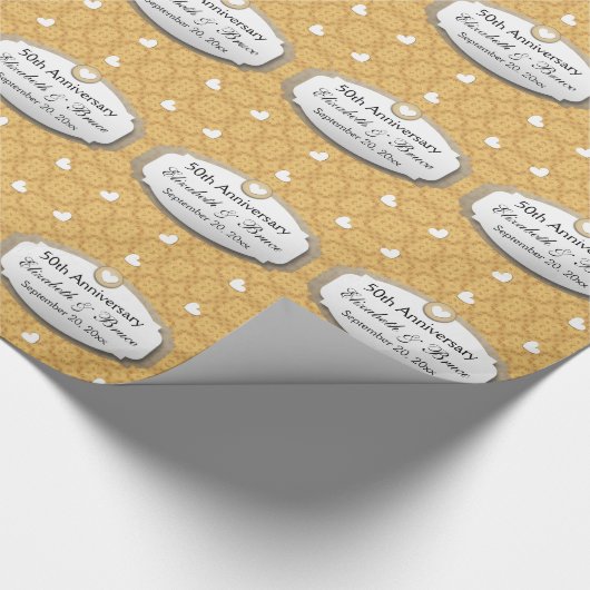 50e Jubileum Wedding Jubileum Gold Z05 Cadeaupapier (Hoek)