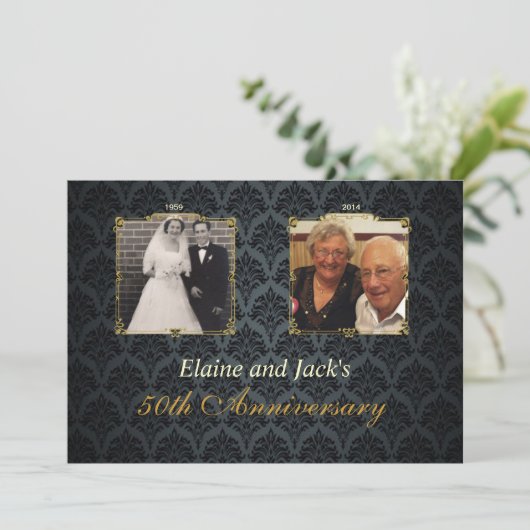 50e Jubileum Wedding Photo-uitnodiging Kaart (Staand voorkant)