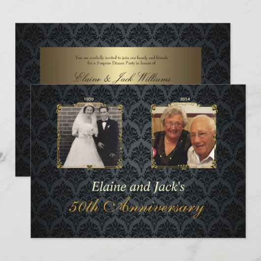 50e Jubileum Wedding Photo-uitnodiging Kaart (Voorkant / Achterkant)
