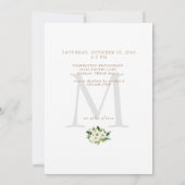 50e Jubileum White Floral Monogram Kaart (Achterkant)