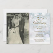 50e Jubileum Winter Snowflakes Wedding Foto Kaart (Voorkant)