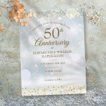 50e Jubileum wintersneeuwvlokken Bewaar datum Aankondigingskaart<br><div class="desc">Met een delicaat goudhartenconfetti op een wintervorstachtergrond. Pas je aan met je speciale vijftig jaar gouden verjaardag,  sla je de datuminformatie op in het schrift. Ontworpen door: Thisnotme©</div>