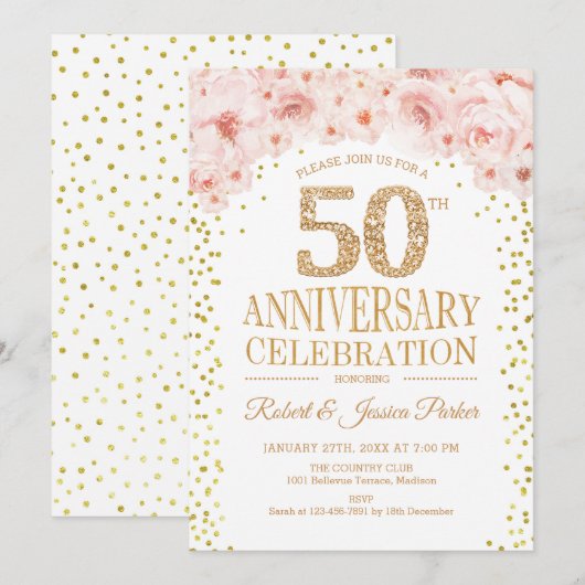 50e Jubileum - Wit Goud Kaart (Voorkant / Achterkant)