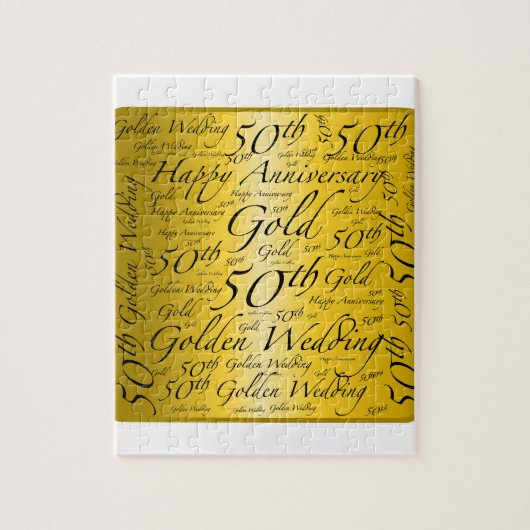 50e Jubileum Word Art grafisch Legpuzzel (Verticaal)