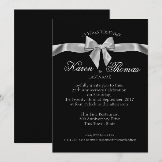 50e Jubileum zwart en zilver Kaart (Voorkant / Achterkant)