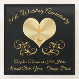 50e Jubileum zwart-gouden cadeauideeën Onderzetter