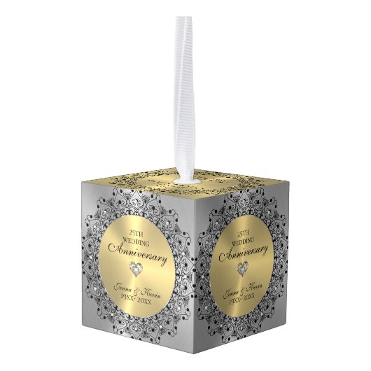 50e Jubileum zwart Mandala op goud Decoratie (Achter hoekig)