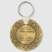 50e Jubileum zwart Mandala op goud Sleutelhanger (Voorkant)