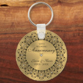 50e Jubileum zwart Mandala op goud Sleutelhanger (Voorkant)