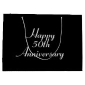 50e Jubileum zwart met witte Sjabloon Giftbag Groot Cadeauzakje (Achterkant)