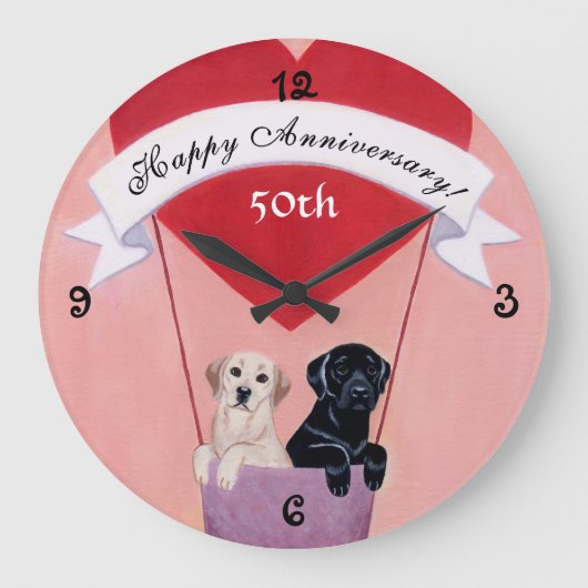 50e Jubileum zwarte & gele labradors Grote Klok (Voorkant)