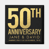 50E JUBILEUM ZWARTE GOLD PERSONALISEERDE MAGNET (Voorkant)