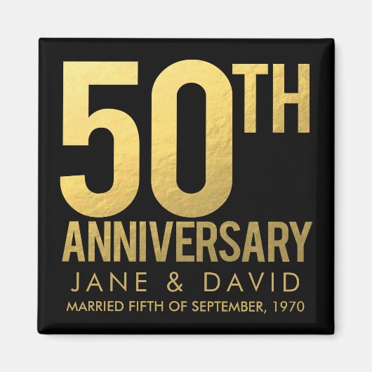 50E JUBILEUM ZWARTE GOLD PERSONALISEERDE MAGNET (Voorkant)