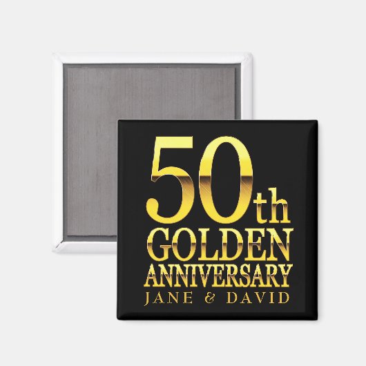 50E JUBILEUM ZWARTE GOLD PERSONALISEERDE MAGNET (Voorkant / Achterkant)