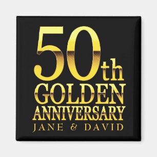 50E JUBILEUM ZWARTE GOLD PERSONALISEERDE MAGNET