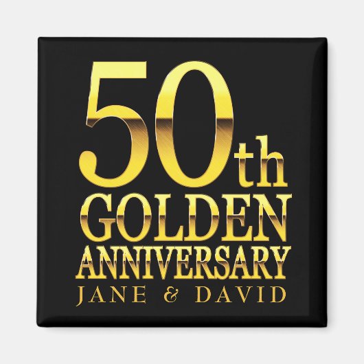 50E JUBILEUM ZWARTE GOLD PERSONALISEERDE MAGNET (Voorkant)