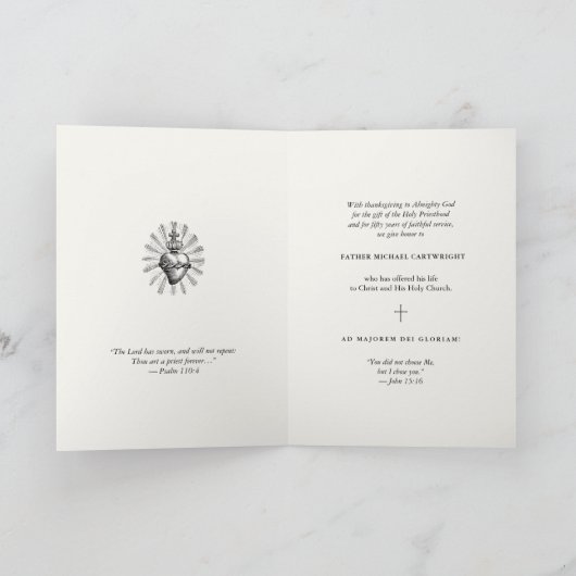 50e Jubileumkaart Priester IHS, Sleutels en Kelk Kaart (Binnen)