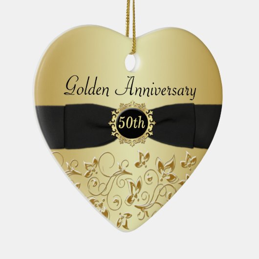 50e kerstversiering Jubileum bruiloft Keramisch Ornament (Rechts)