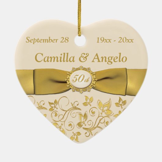 50e kerstversiering Jubileum bruiloft Keramisch Ornament (Achterkant)