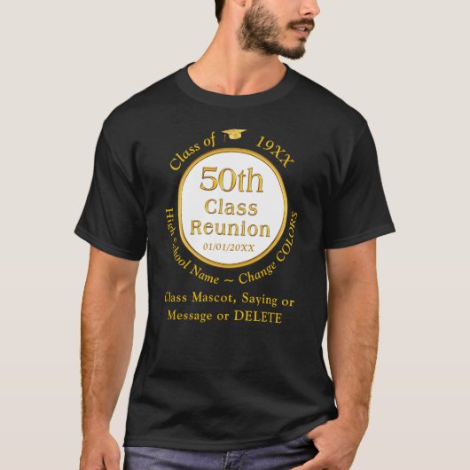 50e klas reünie Shirt ideeën. Veel Shirt KLEUREN, (Voorkant)