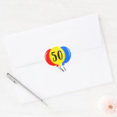 50e kleurrijke ballonnen van zaterdag ronde sticker (Envelop)