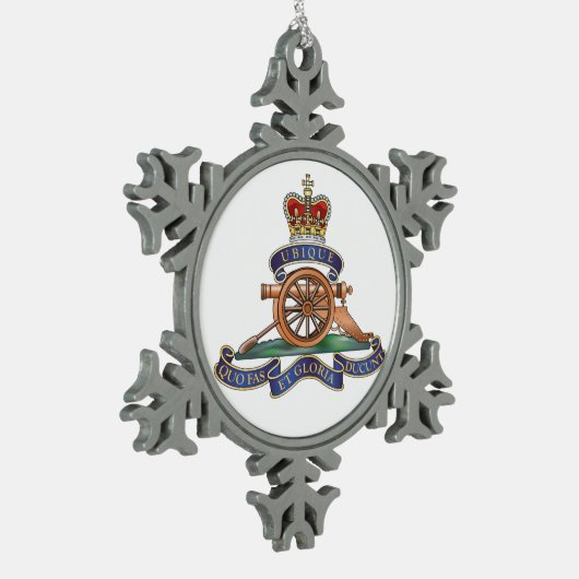 50e koninklijke kerst met een raketschild tin sneeuwvlok ornament (Links)