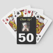 50e Kop omhoog! Birthday Funny Grumpy Girl Pokerkaarten (Achterkant)