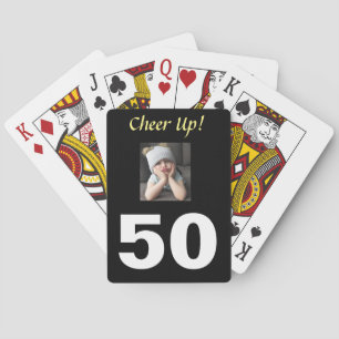 50e Kop omhoog! Birthday Funny Grumpy Girl Pokerkaarten