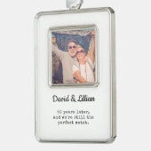 50e koppels Jubileum foto aandenken Verzilverd Omlijst Ornament (Links)