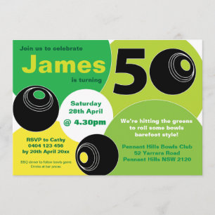 50e Lawn Bowls Barefoot Bowling Verjaardag Kaart