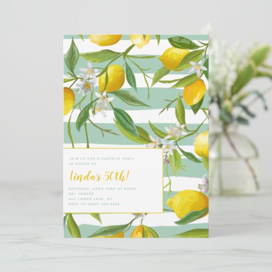50e Limoncello Birthday Party Invitations Kaart (Staand voorkant)