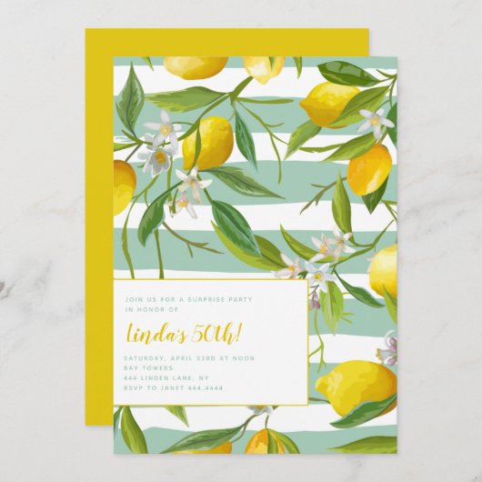 50e Limoncello Birthday Party Invitations Kaart (Voorkant / Achterkant)