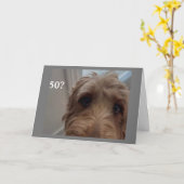 * 50e MAKDAG* TOONDE DOG ZEGT HAPPY BIRTHDA Kaart (Gele Bloem)