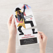 50e Mannen 🎸🤣 Rockstar Verjaardag Gitaar Funky F All In One Uitnodiging (Afscheurbaar)