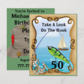 50e Mannen SJABLOON Geviste uitnodigingen (Voorkant / Achterkant)