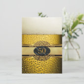 50e Mans Beer Black Gold Birthday Party Kaart (Staand voorkant)